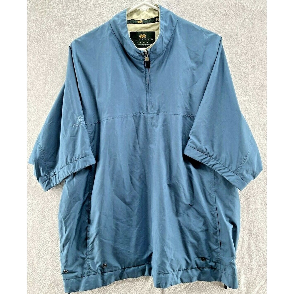 MacGregor Jacket Mens Sz L Windbreaker Zip Jacket Pullover Short Slv Golf Blue